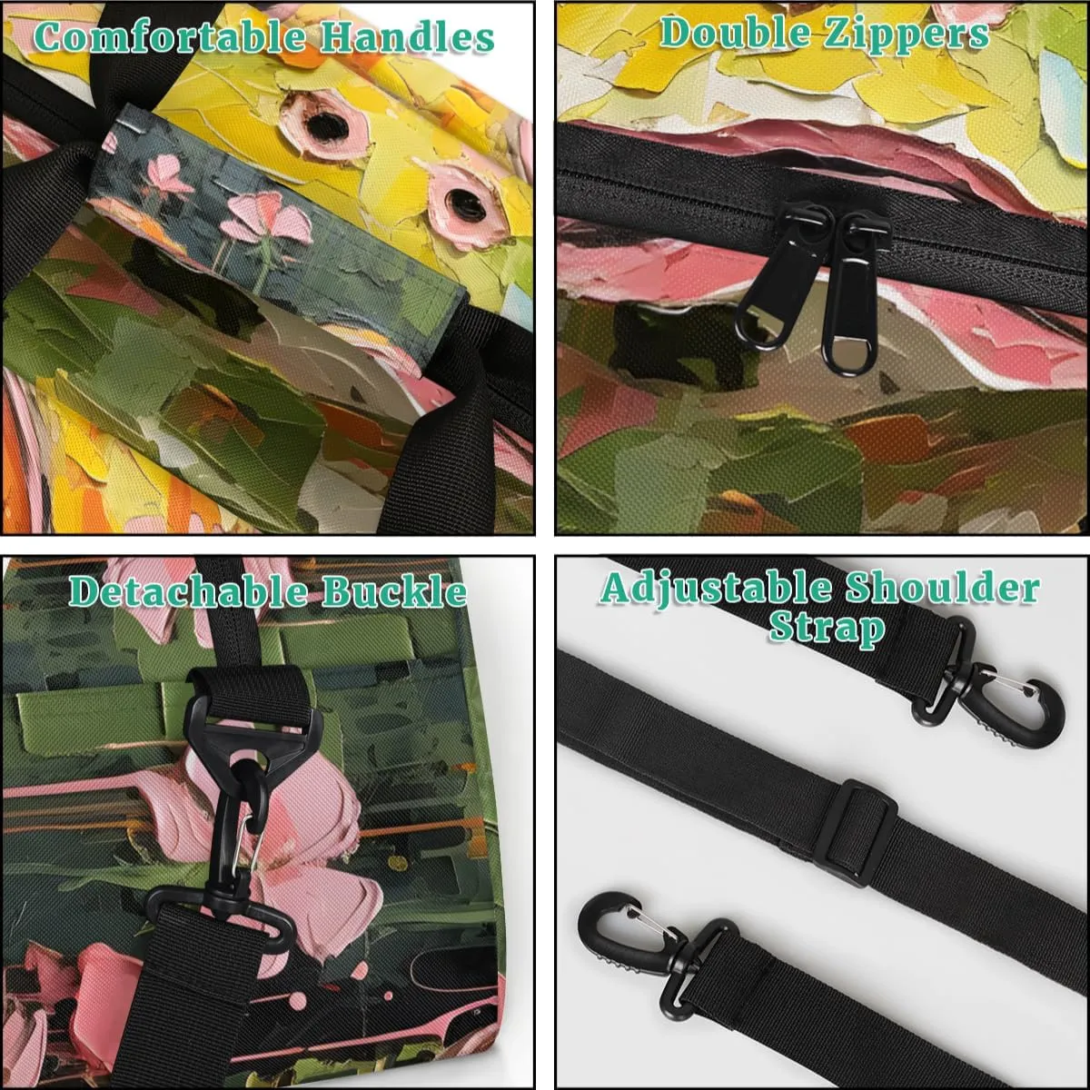 Cartoon Frog Flower Kids Overnighter Duffel Bags for Boys, Carry-On Size Sports Gym Bag with Front Zipper Pocket for School Practice or Overnight Travel Weekender Sleepover Tote Bag