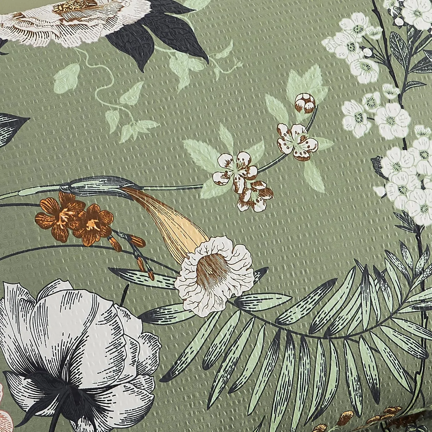 CASAAGUSTO Queen Comforter Set, 7 PCS Green Butterfly Floral Comforter Set with Flowers Leaves Pattern, Soft Seersucker Design All Season Queen Size Bedding Set(90"X90")
