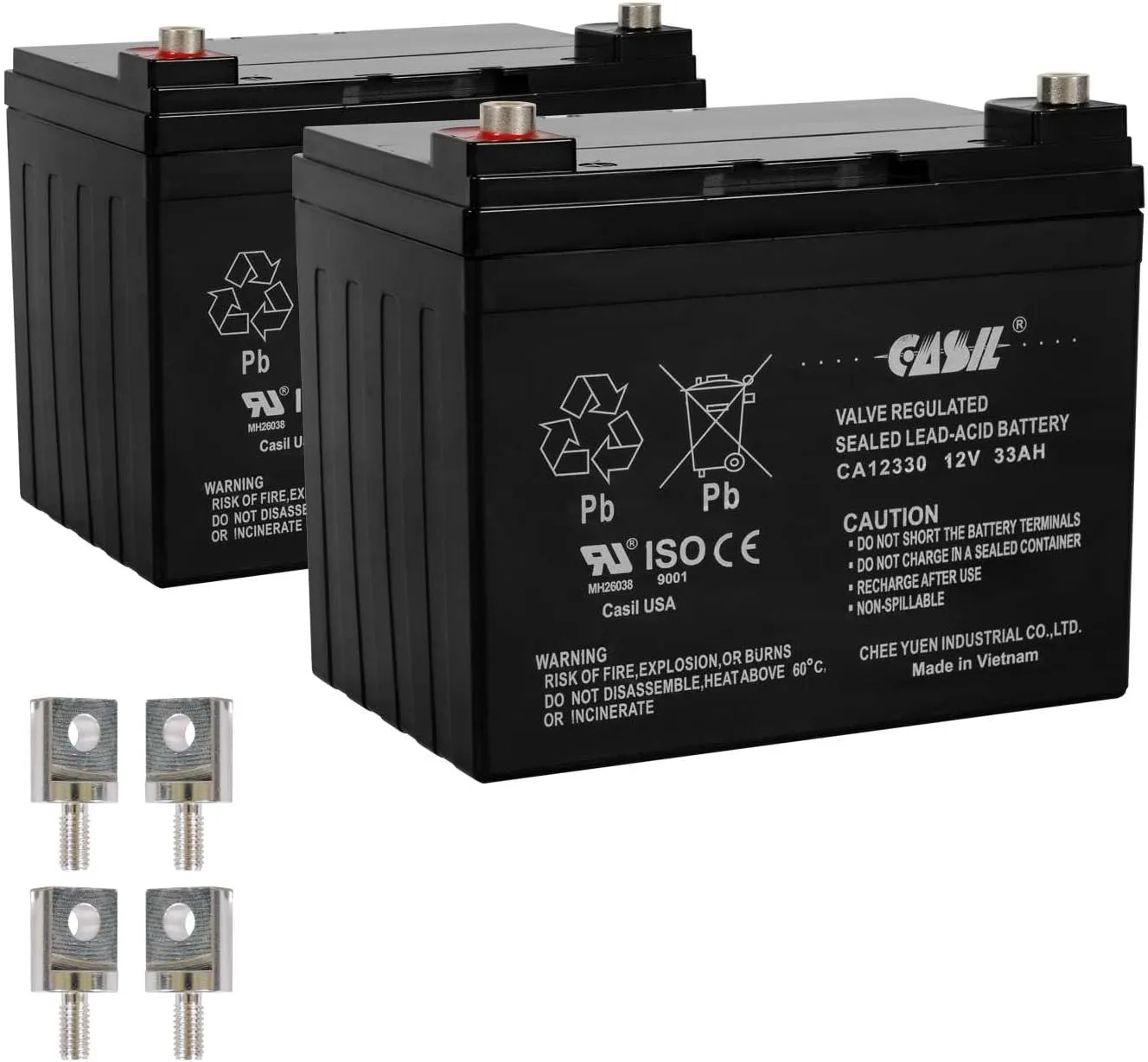 Casil 12V 33Ah Replacement Battery Compatible with Chauffer Mobility Viva MWD Power Chair Cirrus Plus HD Power Wheelchair ClubRunner Caddie Golf Cart Clubrunner Dynamis Kangaroo PowaKaddy 2 Pack