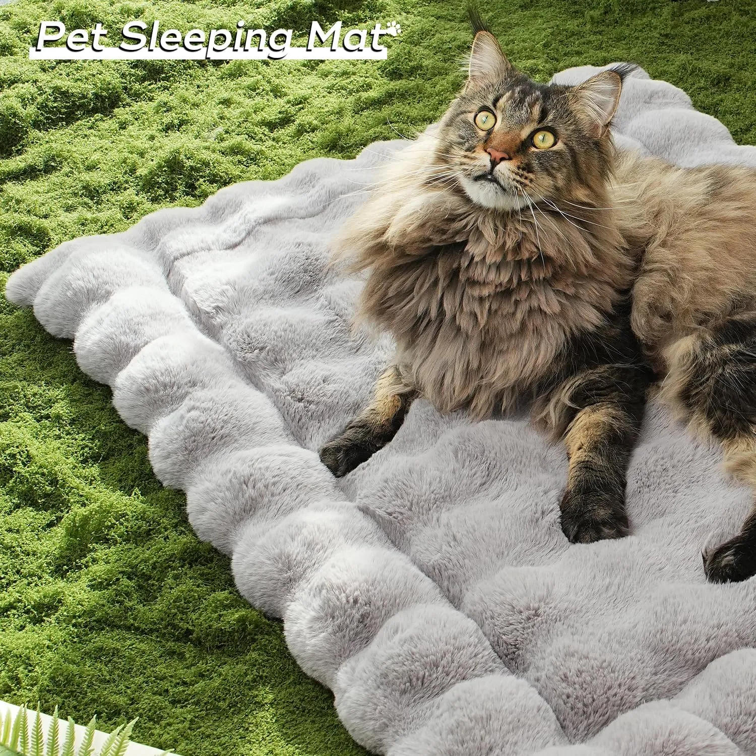Cat Beds for Indoor Cats Plush Pad Mat with Non-Slip Bottom Faux Fur Soft Kitten Bed for Carriers/Floor/Couch Dog & Puppy Washable 23 x 15 Inch Medium Grey