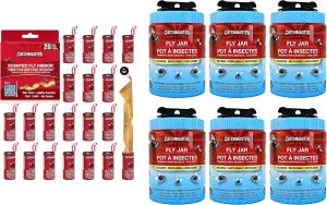Catchmaster Fly Trap Bundle, Fly Ribbon 20-Pack & Outdoor Fly Jar 6-Pack, for Garage, Backyard, Pool, Patio & Camping