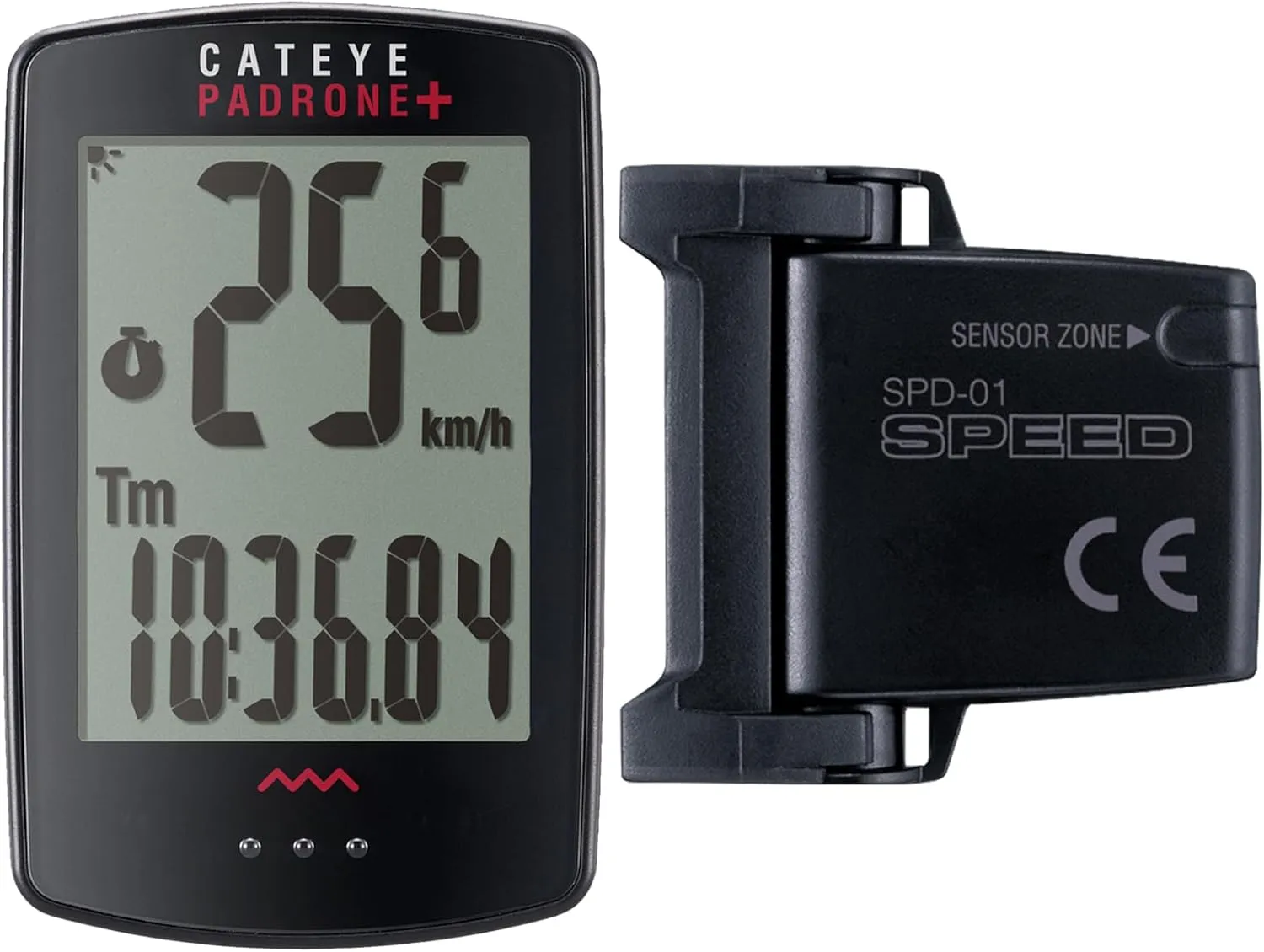 CATEYE Padrone Plus Bike Computer – Oversized Display Cyclocomputer, Wireless Speedometer & Odometer, FlexTight™ Mount, Auto Start/Stop, Programmable Odometer, Backlight Display with Night Mode