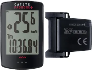 CATEYE Padrone Plus Bike Computer – Oversized Display Cyclocomputer, Wireless Speedometer & Odometer, FlexTight™ Mount, Auto Start/Stop, Programmable Odometer, Backlight Display with Night Mode