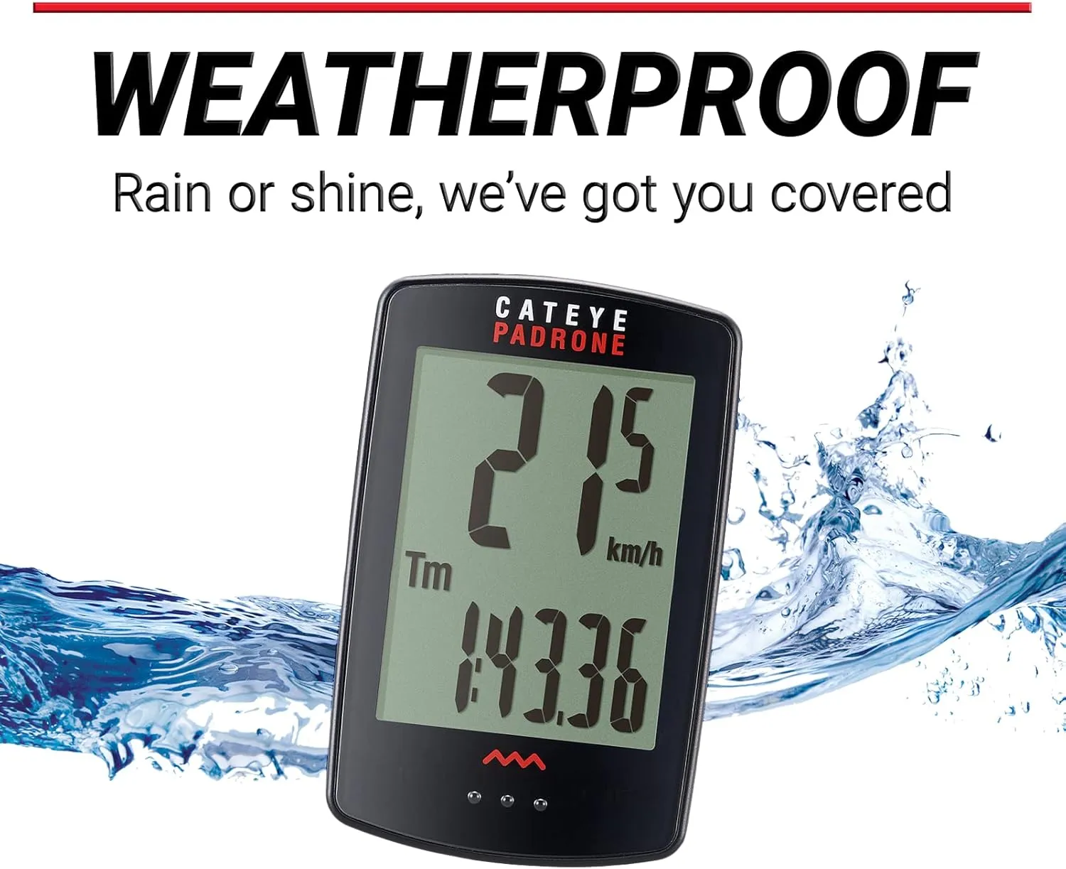 CATEYE Padrone Wireless Bike Computer – Oversized Display Cyclocomputer, Wireless Speedometer & Odometer, FlexTight™ Mount, Auto Start/Stop, Programmable Odometer