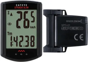 CATEYE Strada Universal Wireless Bike Computer – Slim & Compact Cyclocomputer with Universal Wireless Sensor, FlexTight™ Mount, Auto Start/Stop, Programmable Odometer, Fits Road, MTB, Gravel Bikes