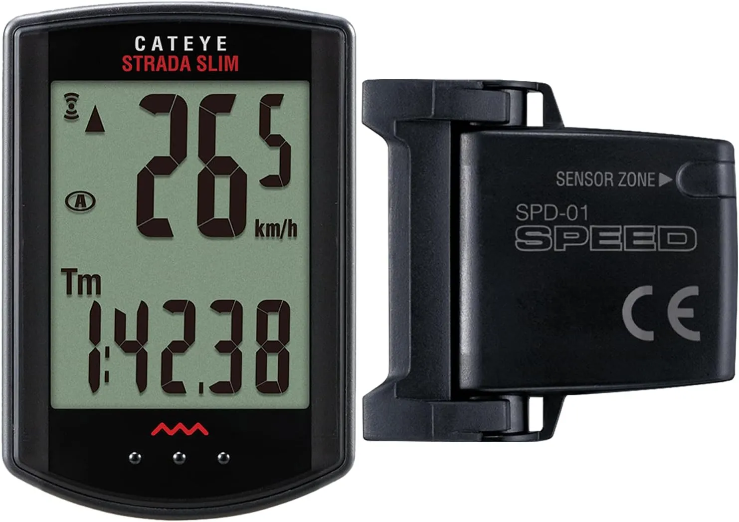 CATEYE Strada Universal Wireless Bike Computer – Slim & Compact Cyclocomputer with Universal Wireless Sensor, FlexTight™ Mount, Auto Start/Stop, Programmable Odometer, Fits Road, MTB, Gravel Bikes