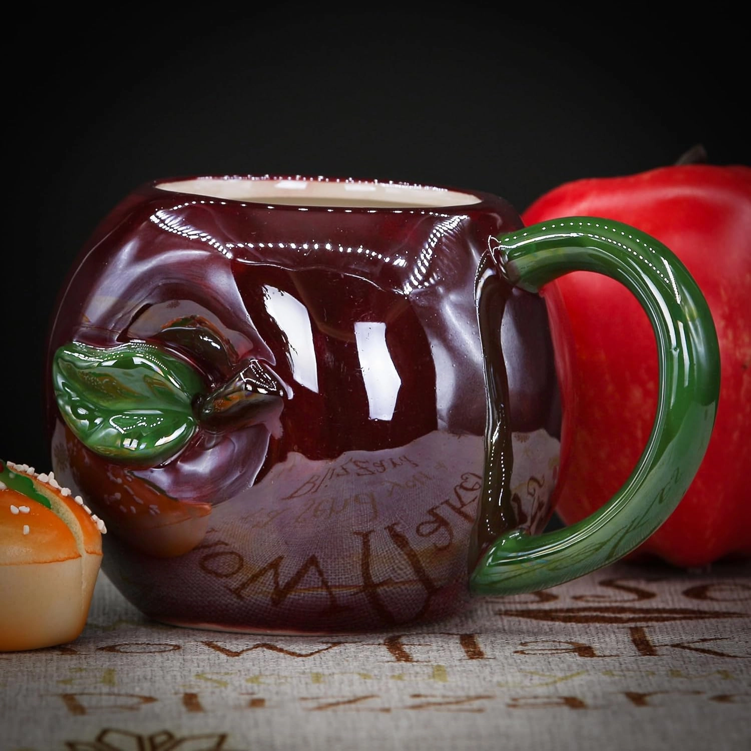 Ceramic Mug for Home & Office, Creative Porcelain 3D Fruit Cup with Handle for Coffee, Tea, Juice, Milk & Water, 17oz. Apple Shape Mug, 3.5" H