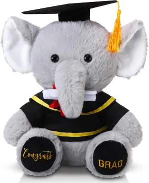Chalyna 10 Inch 2025 Graduation Elephant Stuffed Animal Plush with Diploma Tassel Graduation Hat Embroidered Blessings Preschool Kindergarten Gift for Student, Kids, Friends, Relatives