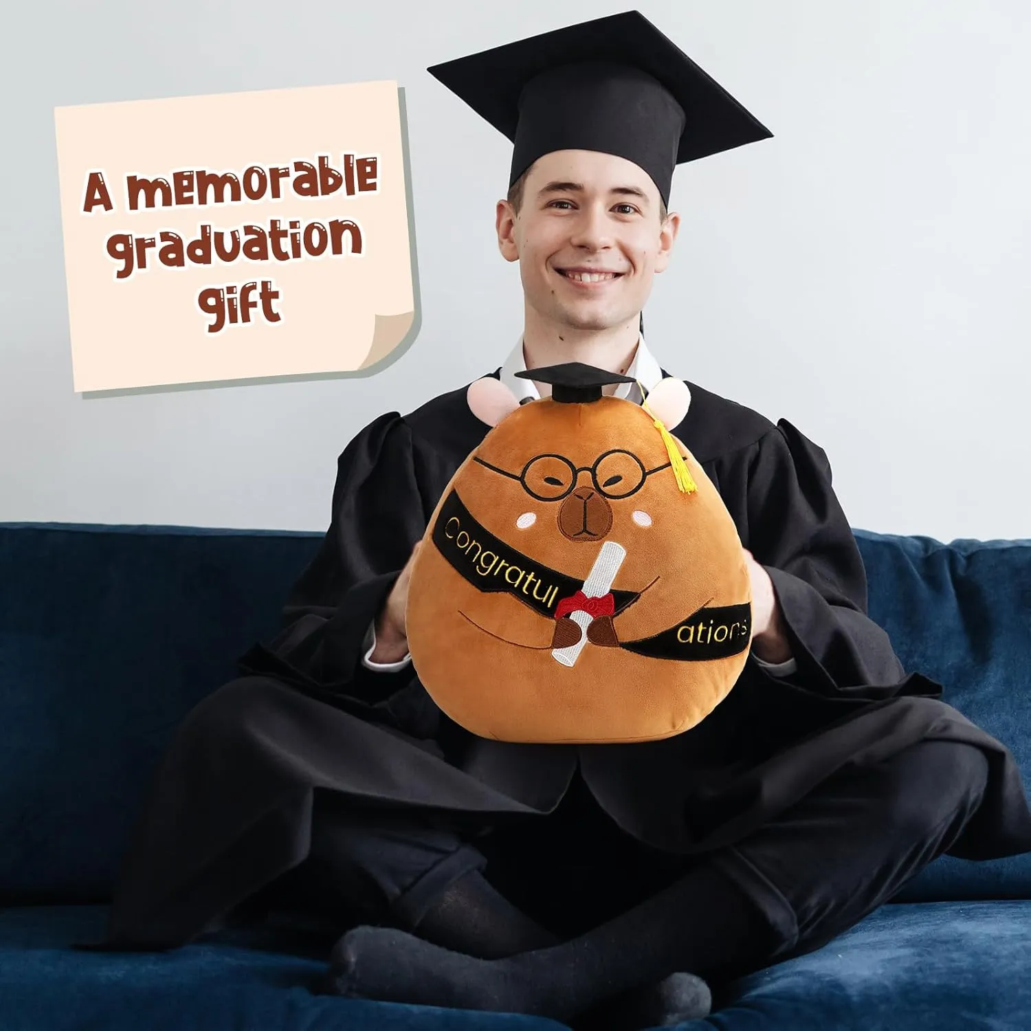Chalyna 10 Inch 2025 Graduation Gift Capybara Stuffed Animal Plush with Diploma Tassel Graduation Hat Embroidered Blessings Preschool Kindergarten Gift for Student, Friends, Relatives and Kids