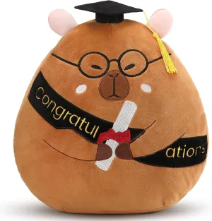 Chalyna 10 Inch 2025 Graduation Gift Capybara Stuffed Animal Plush with Diploma Tassel Graduation Hat Embroidered Blessings Preschool Kindergarten Gift for Student, Friends, Relatives and Kids