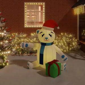 Charming Inflatable Teddy Bear for Heartwarming Holiday Spirits, LED-Enhanced and Easy to Set Up, Brightening Your Home, 70.9-Inch Multicolor Design