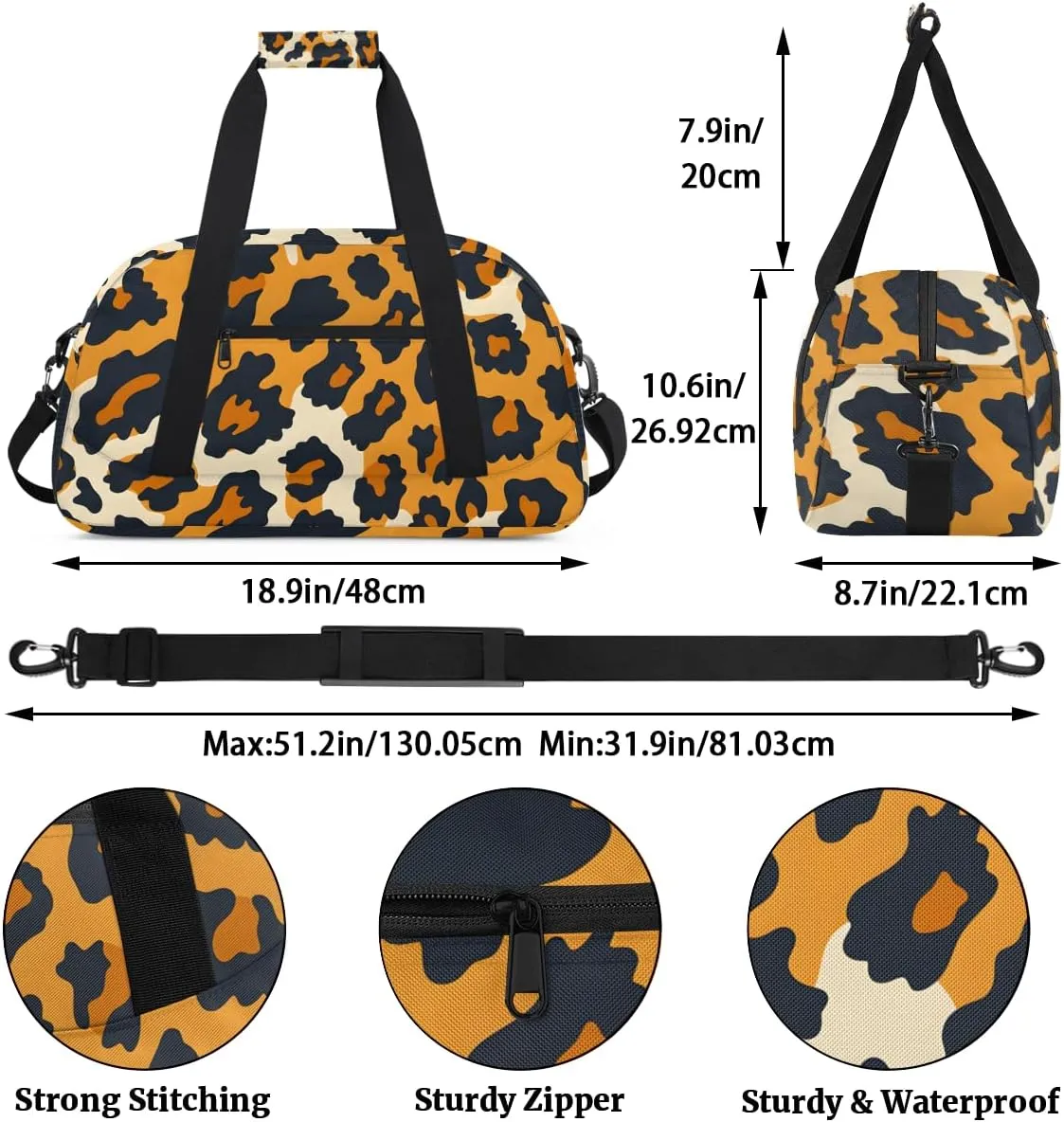 Cheetah Leopard Print Kids Overnighter Duffel Bags for Boys, Carry-On Size Sports Gym Bag with Front Zipper Pocket for School Practice or Overnight Travel Weekender Sleepover Tote Bag