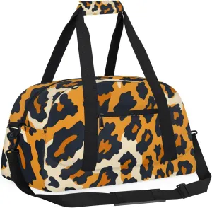 Cheetah Leopard Print Kids Overnighter Duffel Bags for Boys, Carry-On Size Sports Gym Bag with Front Zipper Pocket for School Practice or Overnight Travel Weekender Sleepover Tote Bag