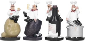 Chef Figurine, Kitchen Decor Cooking Chef with Potato Wine Figurine Counter Top Statue Collectible Figurine for Cabinet Cupboard Restaurant