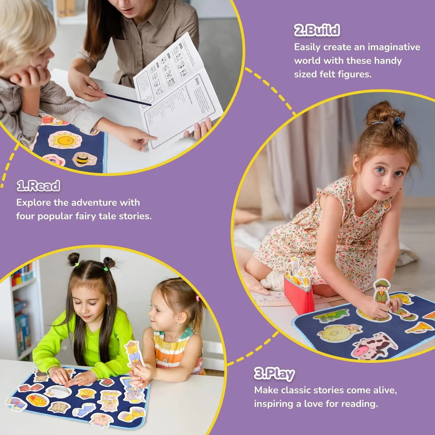 CHEFAN 12 Pack Felt Storyboard Pieces for Toddler, Flannel Board Stories for Preschool Activities