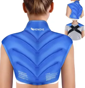 Chenove Ice Pack for Shoulders Upper Back with Strap, Neck and Shoulder Ice Pack Wrap Rotator Cuff Gel Reusable with Cold Compression Therapy, Soreness