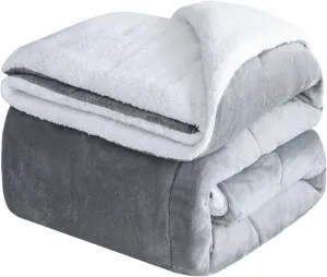 CHOSHOME Sherpa Fleece Throw Blanket- Thick and Warm Blanket for Winter, Soft Fuzzy Plush Throw Size Blanket for Couch, Bed - (50" x 70", Grey)