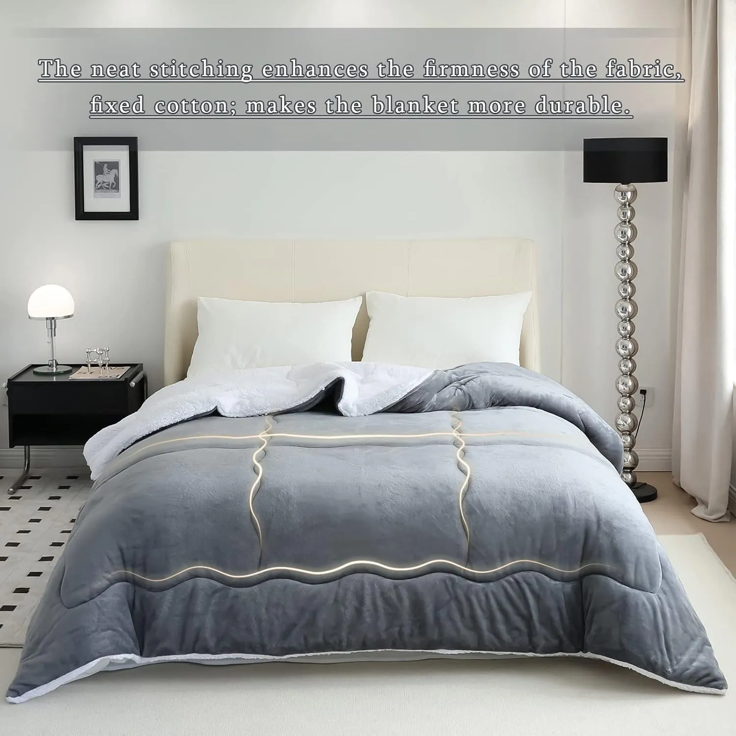 CHOSHOME Sherpa Fleece Throw Blanket- Thick and Warm Blanket for Winter, Soft Fuzzy Plush Throw Size Blanket for Couch, Bed - (50" x 70", Grey)