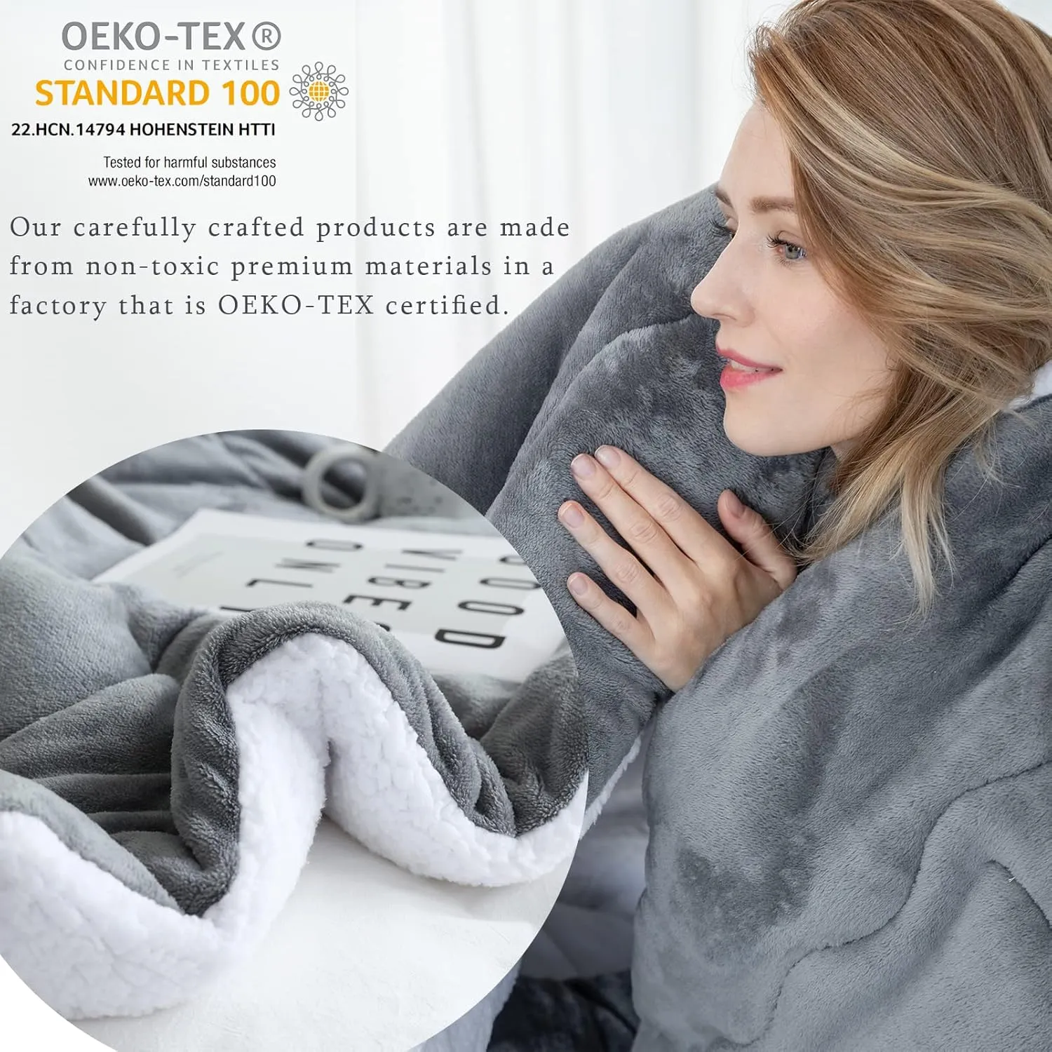 CHOSHOME Sherpa Fleece Throw Blanket- Thick and Warm Blanket for Winter, Soft Fuzzy Plush Throw Size Blanket for Couch, Bed - (50" x 70", Grey)