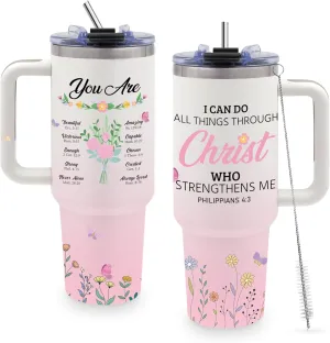 Christian Gifts for Women, 40oz Tumbler with Handle, Faith Gifts for Wife, Encouragement Inspirational Gifts for Women Friends, Birthday Gifts for Mom, Daughter