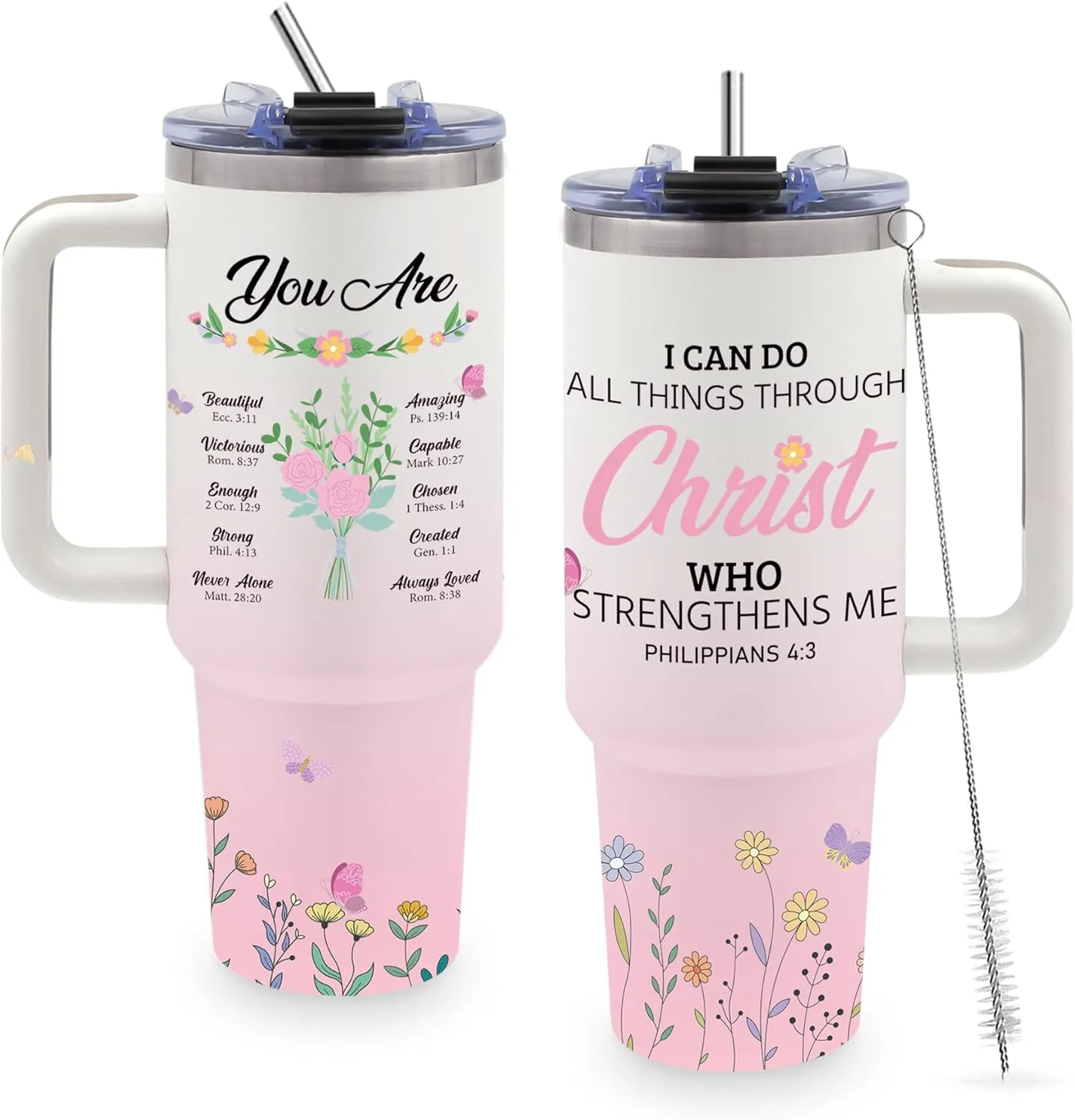 Christian Gifts for Women, 40oz Tumbler with Handle, Faith Gifts for Wife, Encouragement Inspirational Gifts for Women Friends, Birthday Gifts for Mom, Daughter