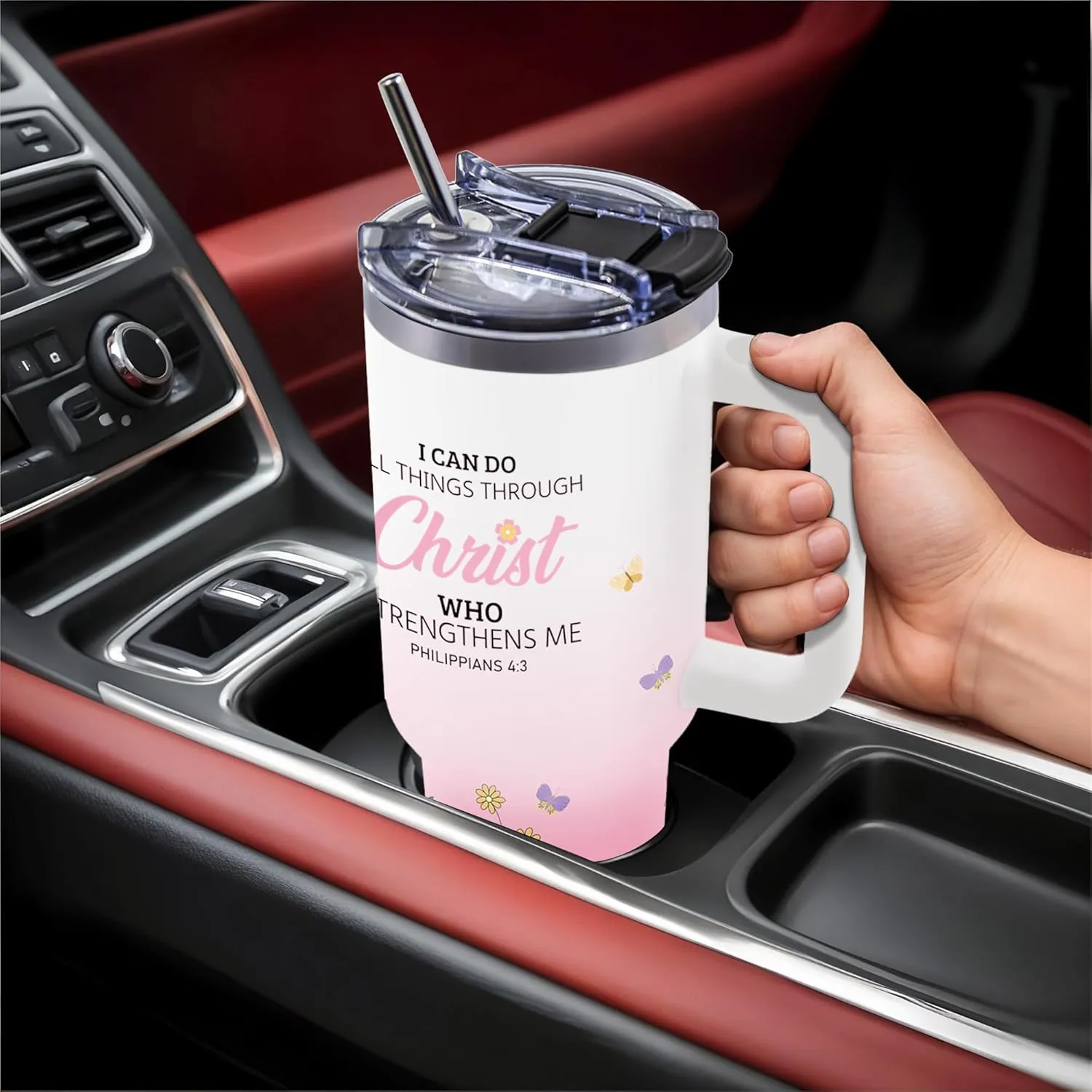 Christian Gifts for Women, 40oz Tumbler with Handle, Faith Gifts for Wife, Encouragement Inspirational Gifts for Women Friends, Birthday Gifts for Mom, Daughter