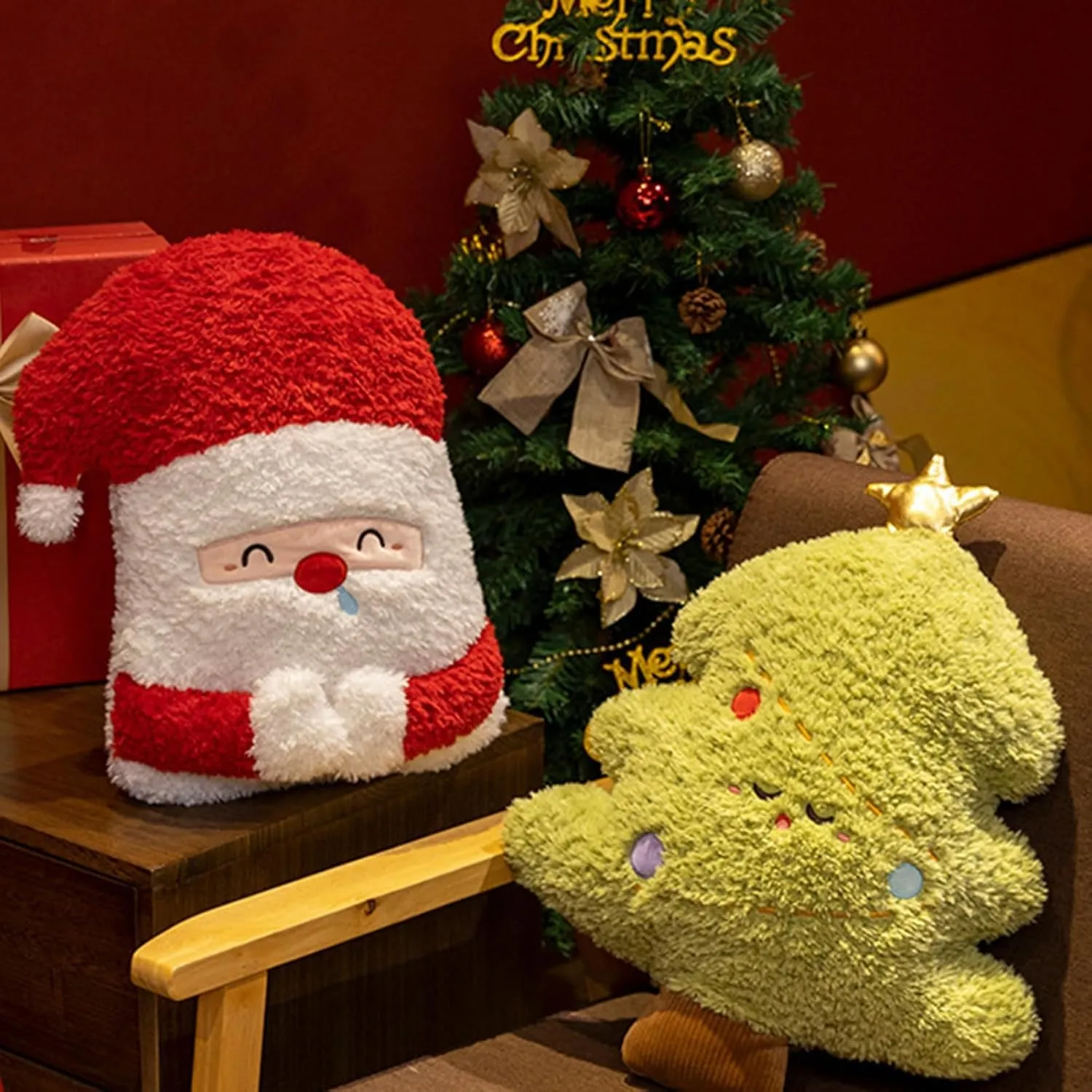 Christmas Dolls Decorations, 1PC Cartoon Christmas Tree Snowman Rabbit Shape Stuffed Animal Plush Doll for Boys and Girls Xmas Decorations Home Office Car Sofa Ornament Christmas Tree