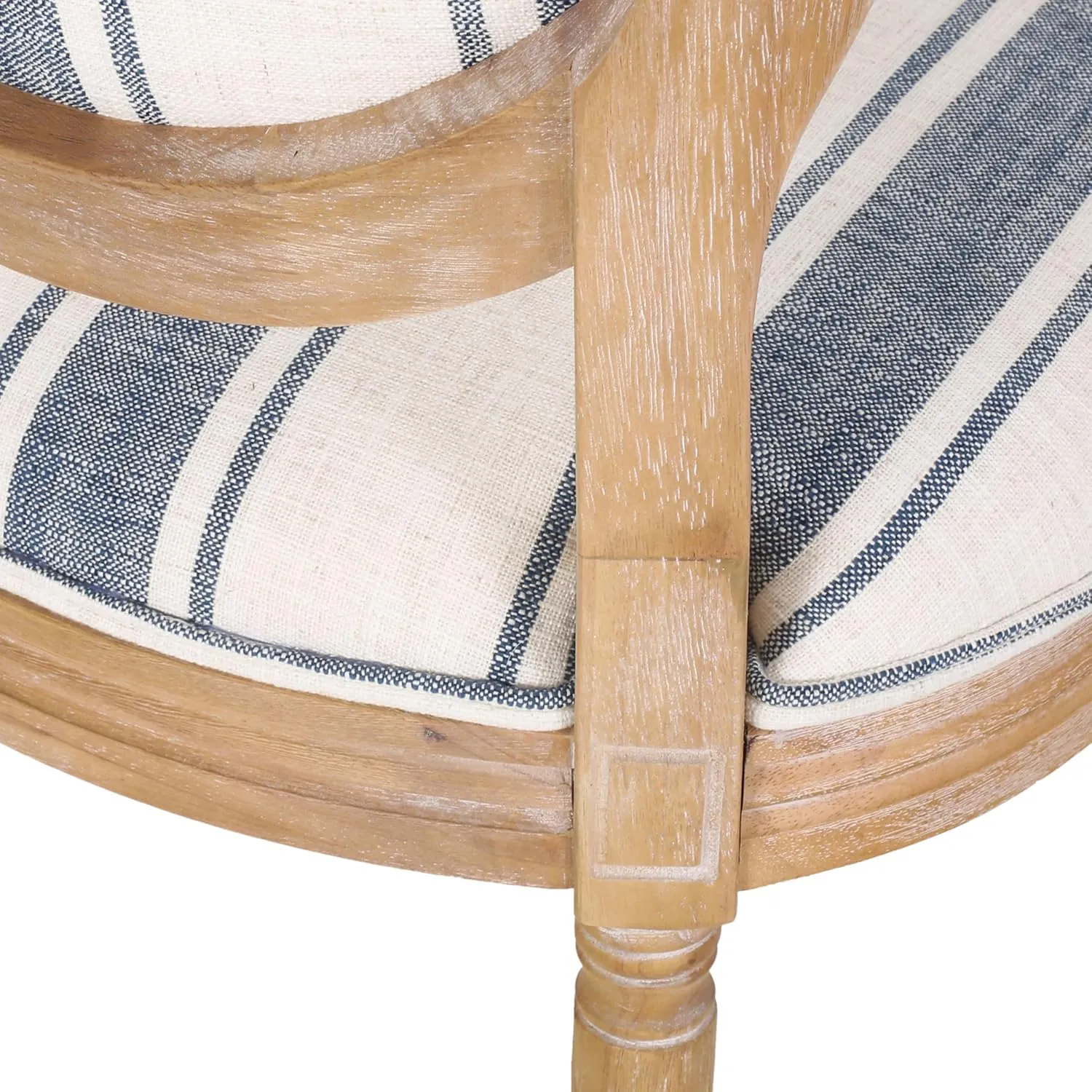 Christopher Knight Home Phinnaeus Dining Chair Set, Set of 2, Rubberwood, Dark Blue Line   Natural