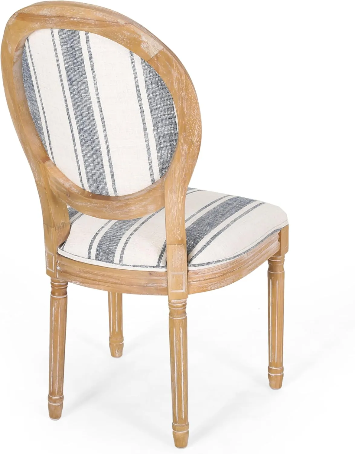 Christopher Knight Home Phinnaeus Dining Chair Set, Set of 2, Rubberwood, Dark Blue Line   Natural