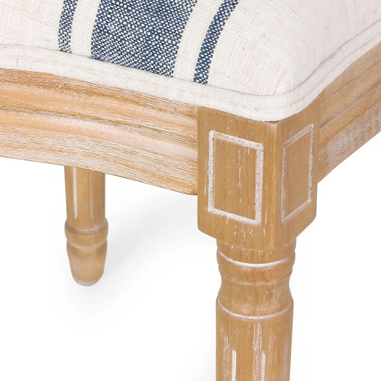 Christopher Knight Home Phinnaeus Dining Chair Set, Set of 2, Rubberwood, Dark Blue Line   Natural