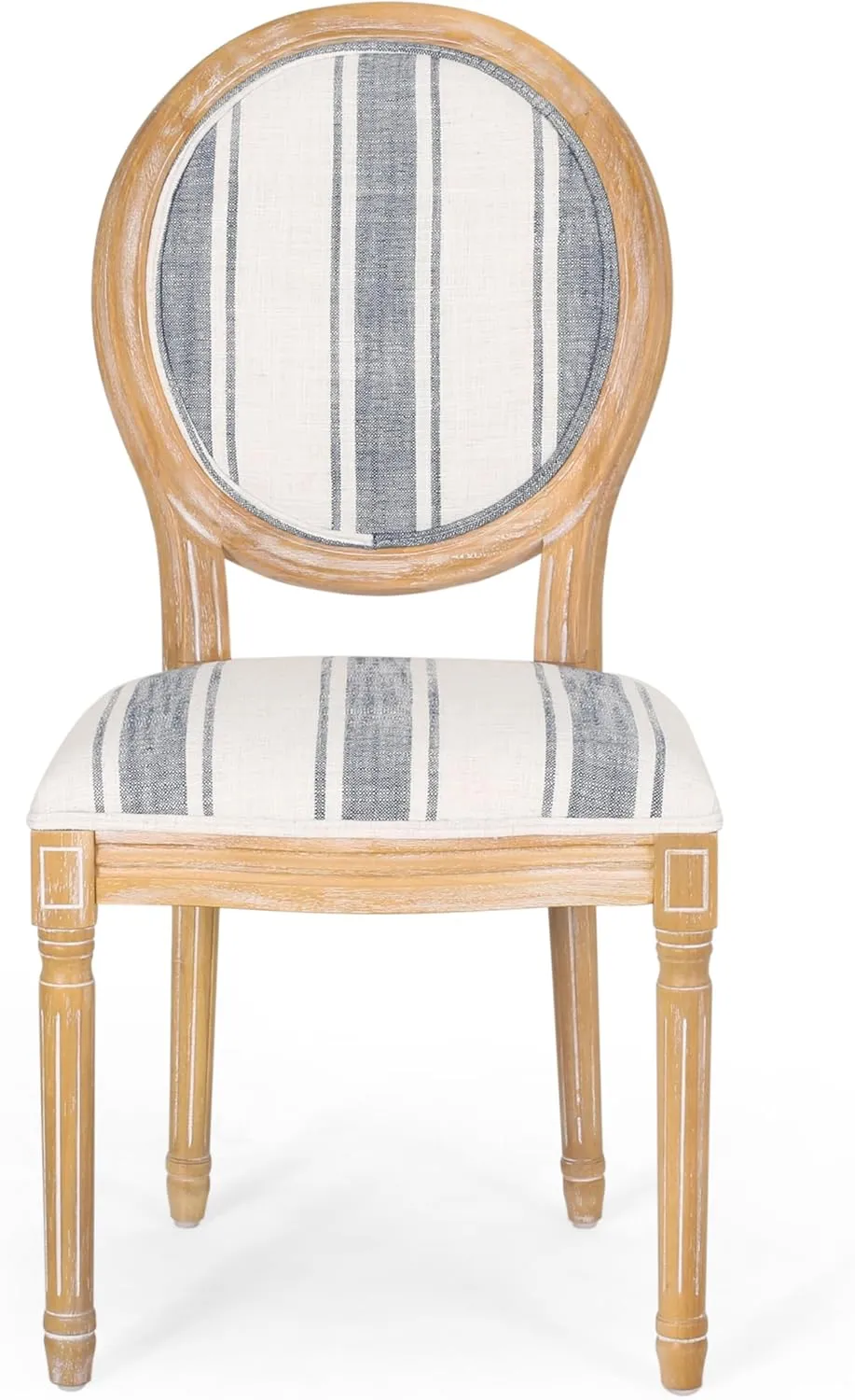 Christopher Knight Home Phinnaeus Dining Chair Set, Set of 2, Rubberwood, Dark Blue Line   Natural