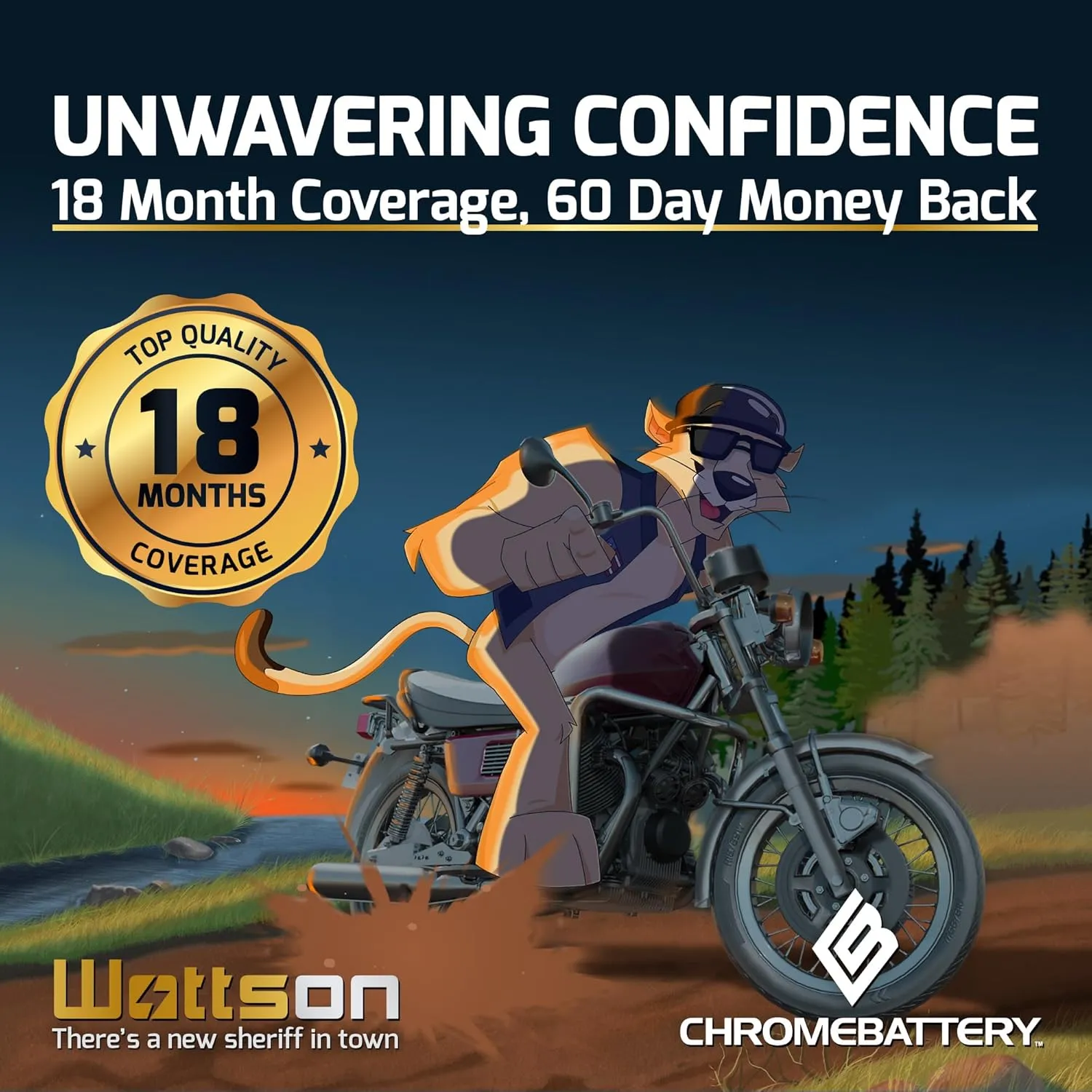Chrome Battery 12-BS Maintenance-Free 12V 12Ah Battery Replacement for ATV, Motorcycle, Jet Skis, Scooter, UTV, and More - Nut and Bolt (T3) Terminal