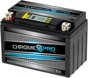 Chrome S Pro iGel YTX9-BS Maintenance-Free 12V 9Ah Battery Replacement for ATV, Motorcycle, Jet Skis, Scooter, UTV, and More - Nut and Bolt (T3) Terminal