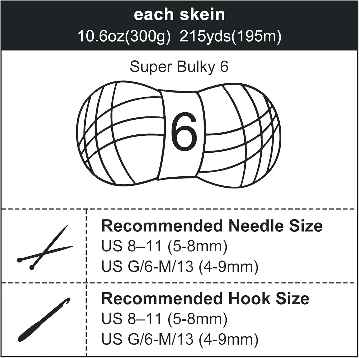 Chunky Chenille Yarn for Knitting/Crochet Baby Blanket Fancy Yarn for Amigurumi #6 Super Bulky Extra Thick Soft Fluffy Big Yarn Hat Scarf Christmas Decor Beginner Friendly,0.66lb,Black