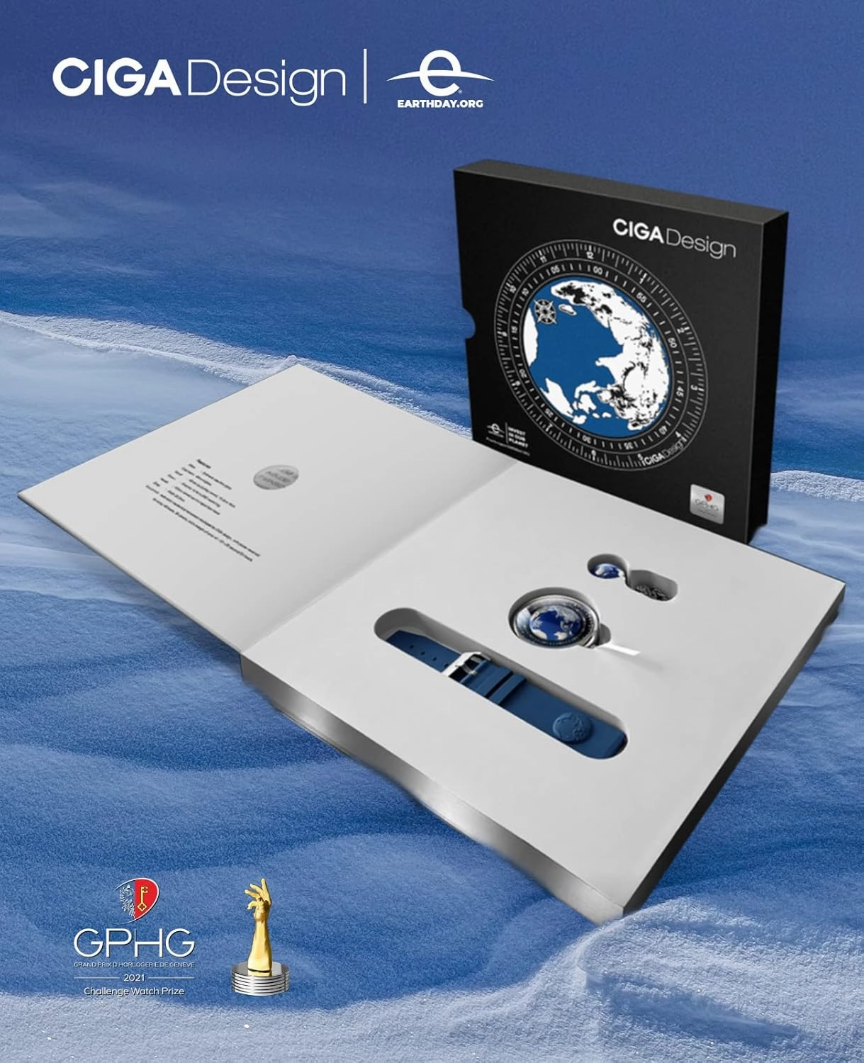 CIGA Design Mechanical Automatic Watch Blue Planet U Series Stainless Steel/Titanium/Ceramics Case Sapphire Crystal Fluororubber/Ceramics Strap Watches Gifts for Men and Women