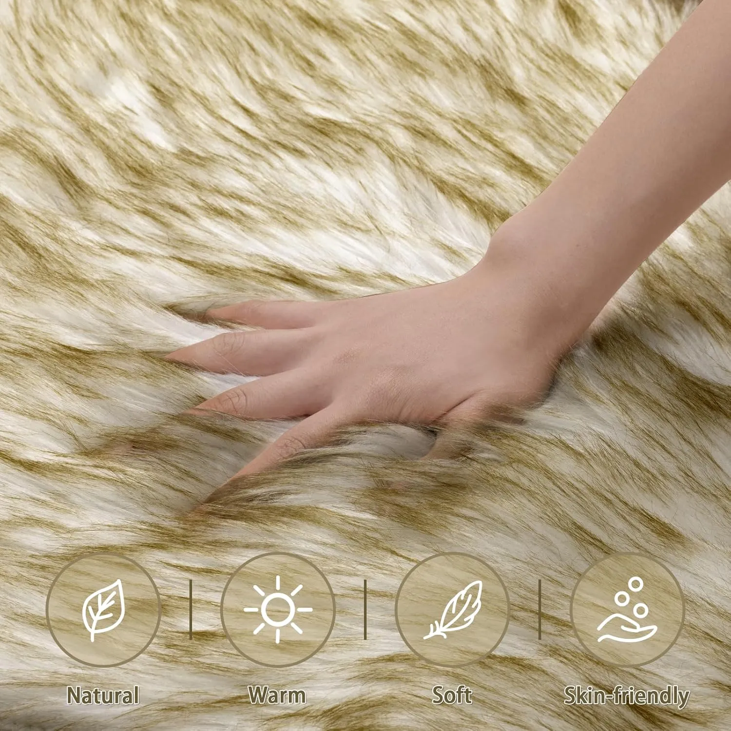 Ciicool Faux Sheepskin Rugs Soft Faux Fur Rug White Gradient Dark Green Fluffy Chair Couch Cover Fuzzy Carpet for Bedroom Floor Sofa Living Room 2x3 Feet