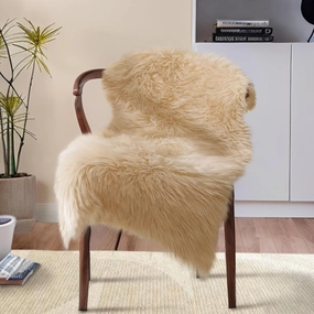 Ciicool Faux Sheepskin Rugs Soft Faux Fur Rug Beige Fluffy Rug Chair Couch Cover Fuzzy Carpet for Bedroom Floor Sofa Living Room 2x3 Feet