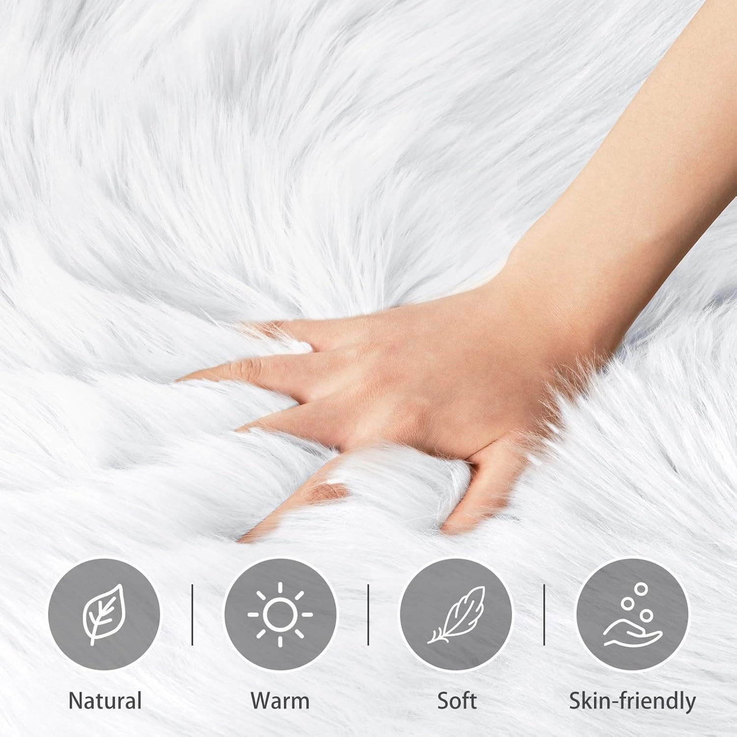 Ciicool Faux Sheepskin Rugs Soft Faux Fur Rug White Fluffy Chair Couch Cover Fuzzy Carpet for Bedroom Floor Sofa Living Room 2x3 Feet