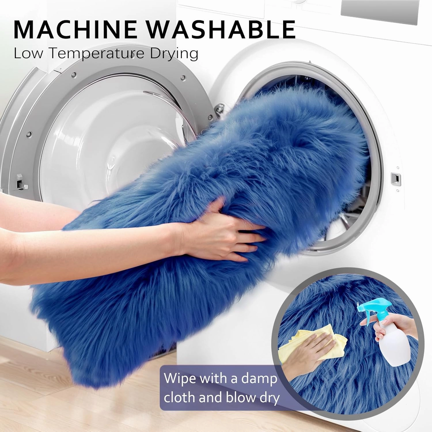 Ciicool Ultra Soft Faux Sheepskin Fur Rug Fluffy Chair Rug for Sofa Couch Seat Cushion.Shaggy Furry Small 2x4 Dark Blue Bedroom Fuzzy Carpet for Living Room Kid's Room Nursery Decor