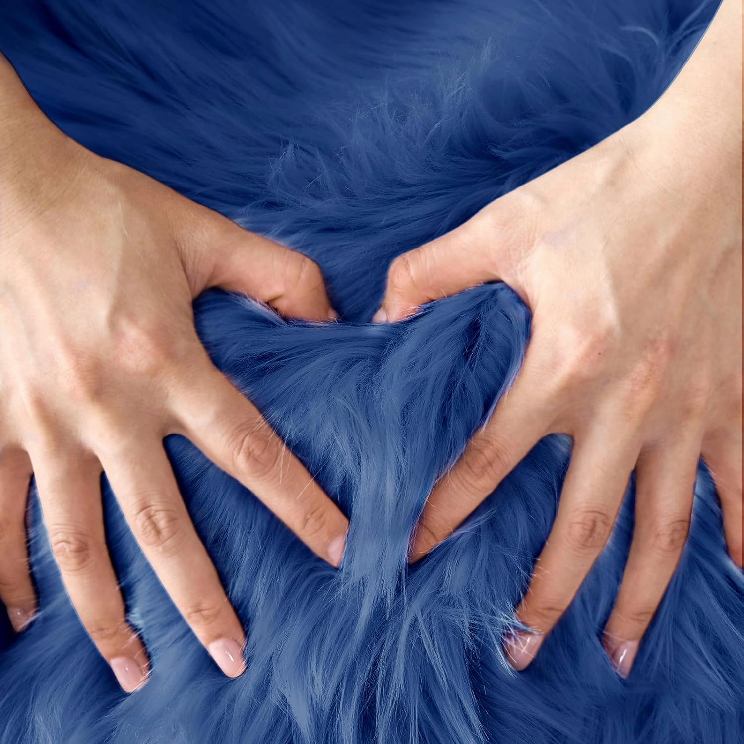 Ciicool Ultra Soft Faux Sheepskin Fur Rug Fluffy Chair Rug for Sofa Couch Seat Cushion.Shaggy Furry Small 2x4 Dark Blue Bedroom Fuzzy Carpet for Living Room Kid's Room Nursery Decor