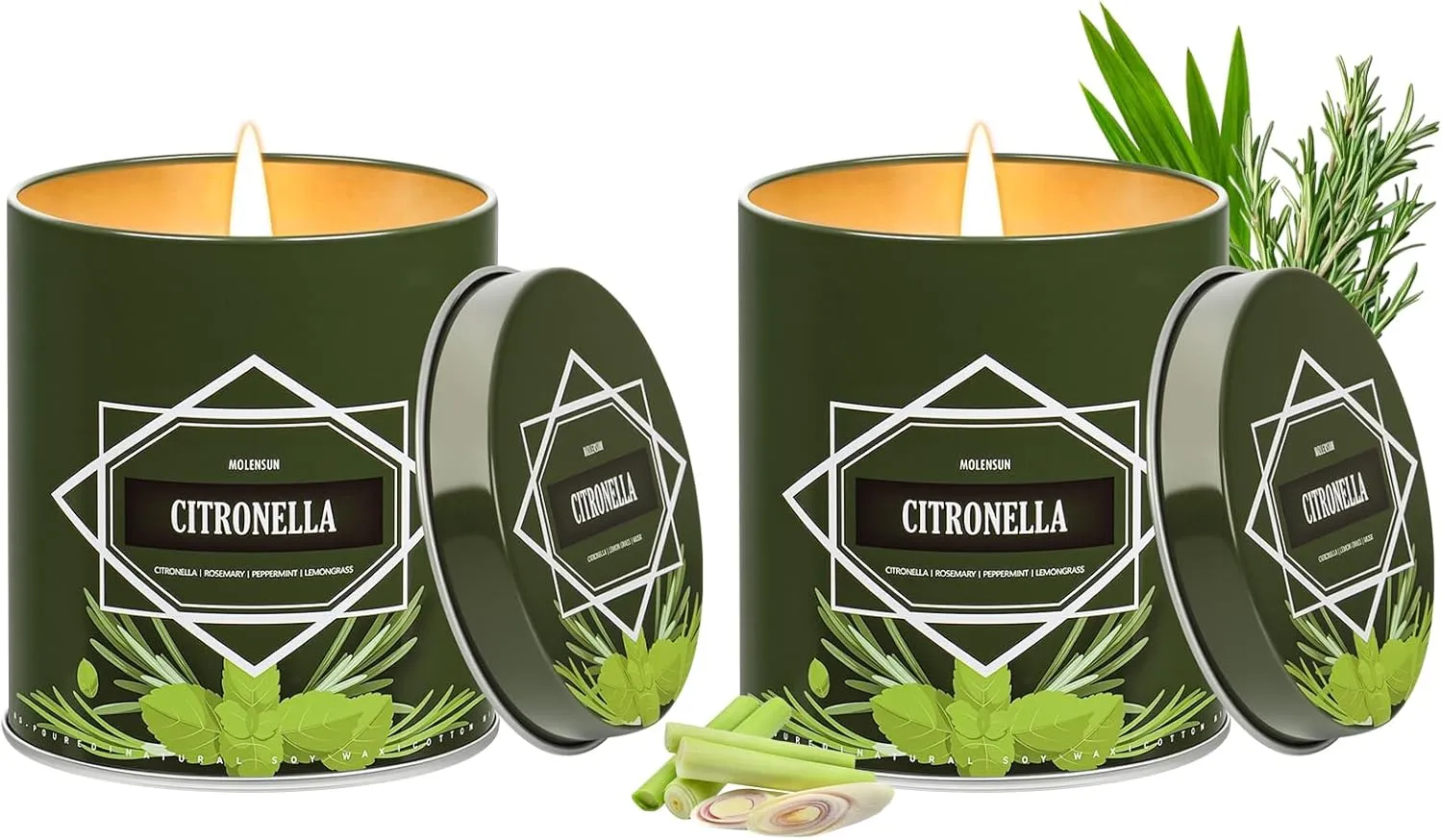 Citronella Candles Outdoor, 2-Pack Citronella Candles for Outside Patio, Camping & Garden, Summer Gifts for Indoor Home Scented, 50-Hour Burn Time, 9 Ounce Each