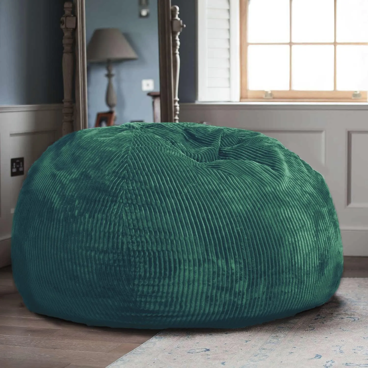 Classic Bean Bag Chair, with Faux Rabbit Fur Cover for Teens and Kids, Memory Foam Bean Bag Chairs, Ultra Soft Faux Fur Fabric, 2.5 feet Round Fluffy Bean Bag Sofa