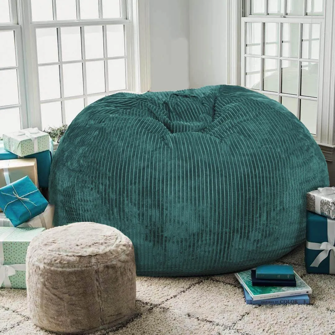 Classic Bean Bag Chair, with Faux Rabbit Fur Cover for Teens and Kids, Memory Foam Bean Bag Chairs, Ultra Soft Faux Fur Fabric, 2.5 feet Round Fluffy Bean Bag Sofa