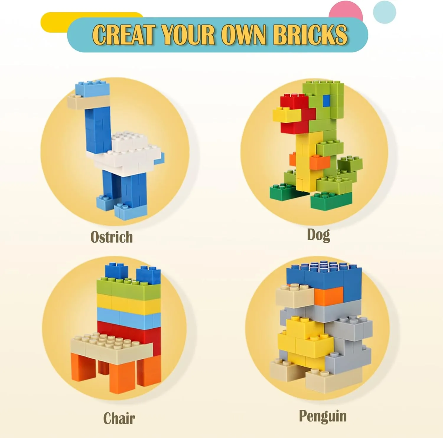 Classic Bulk Bricks Compatible with Lego Baseplate, Building Blocks in Random Color, Kids Creative Set, Mixed Shape
