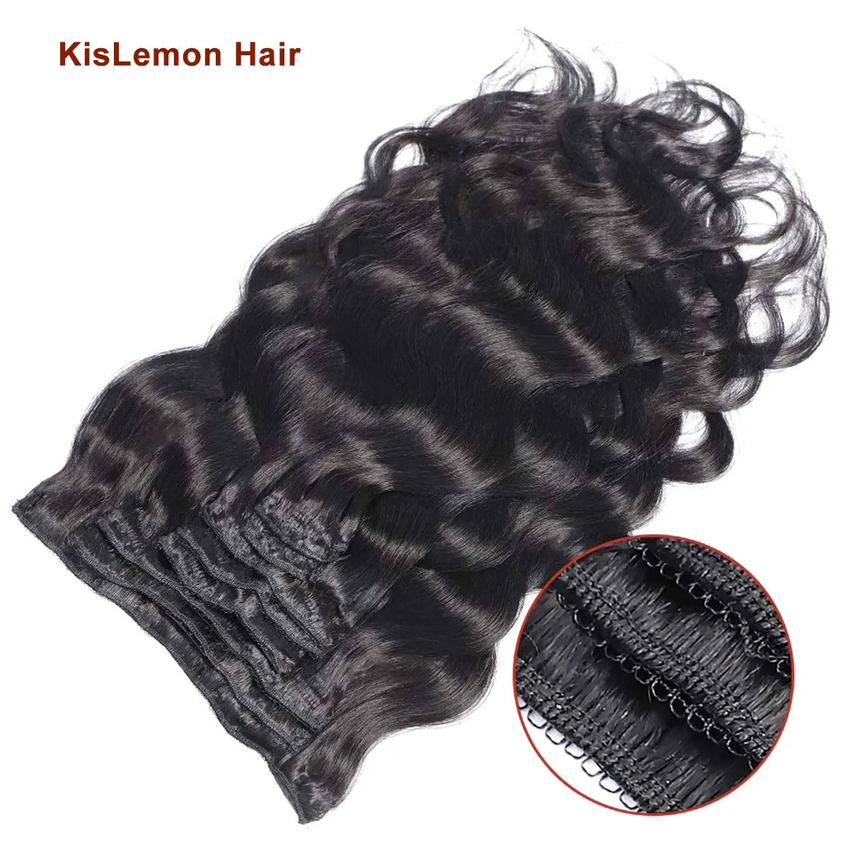Clip in Hair Extensions Brazilian Body Wave Hair Natural #1B 100% Unprocessed Virgin Human Hair Cheap 8 Pieces/Lot 125g with 16 Clips（14", Body Wave）