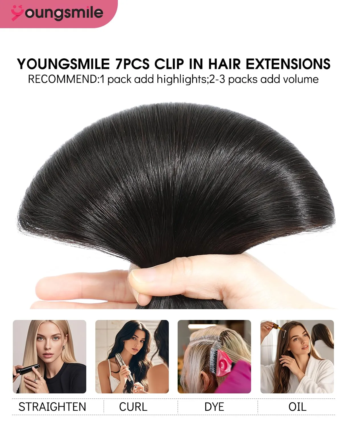 Clip in Hair Extensions Real Human Hair #1B Color Natural Black Remy Human Hair Extensions Clip in Double Weft Silky Straight for Women 7 Pcs18 Inch 160 Gram 7Pcs (7C#1B-18Inch)