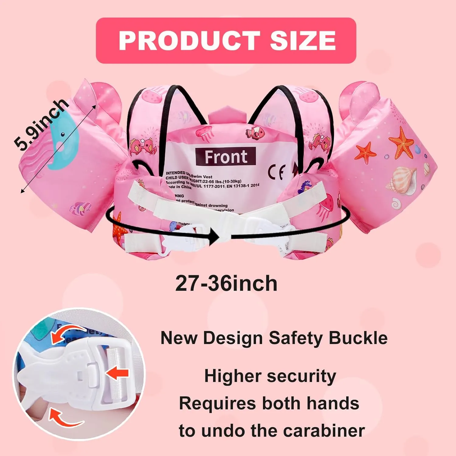 Coast Guard Approved UL Toddler Floaties Kids Swim Vest for 22-66 Pounds Boys-Girls Water Wings Kids Pool Floaties for 2-6 Years Old Child Swim Learning Trainning