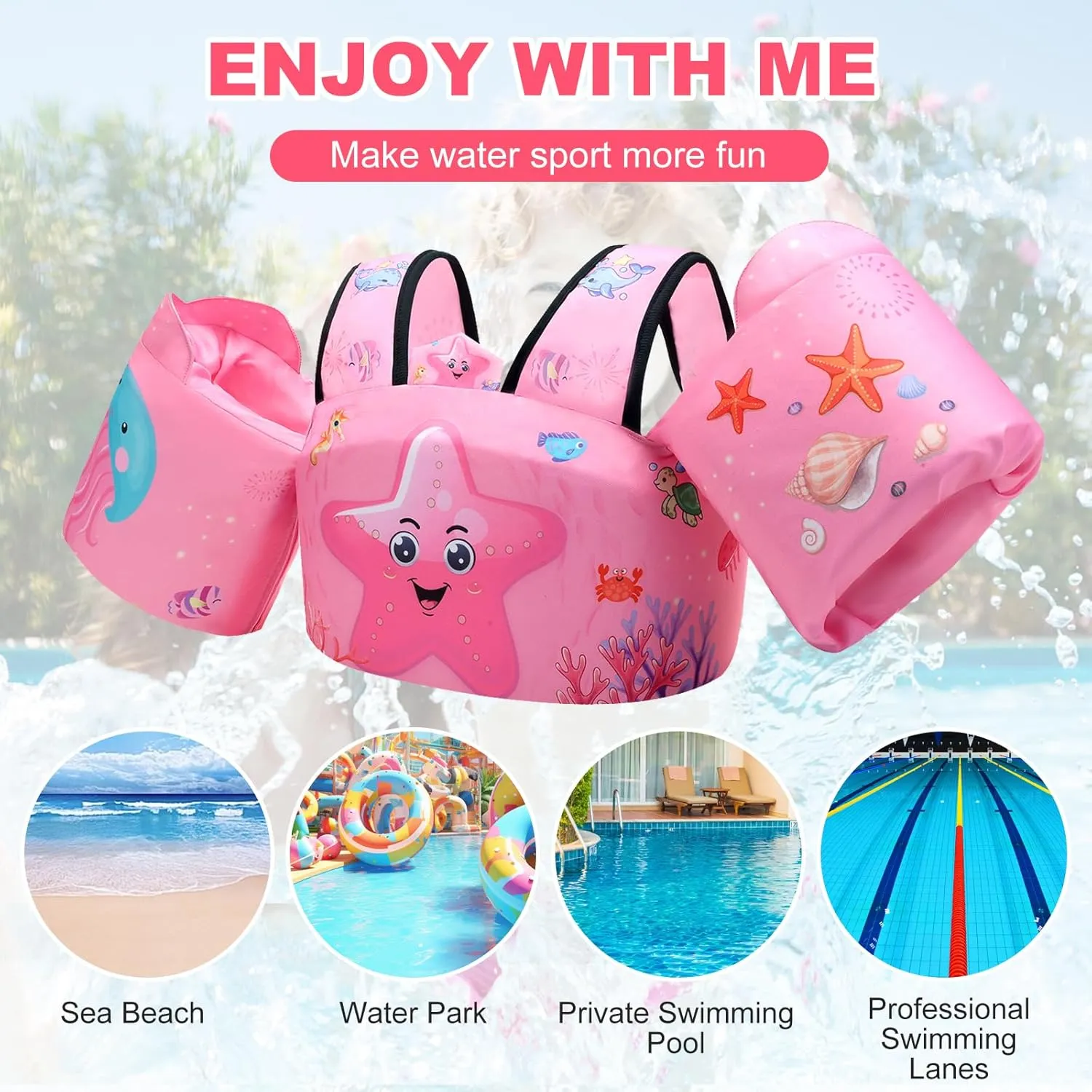 Coast Guard Approved UL Toddler Floaties Kids Swim Vest for 22-66 Pounds Boys-Girls Water Wings Kids Pool Floaties for 2-6 Years Old Child Swim Learning Trainning
