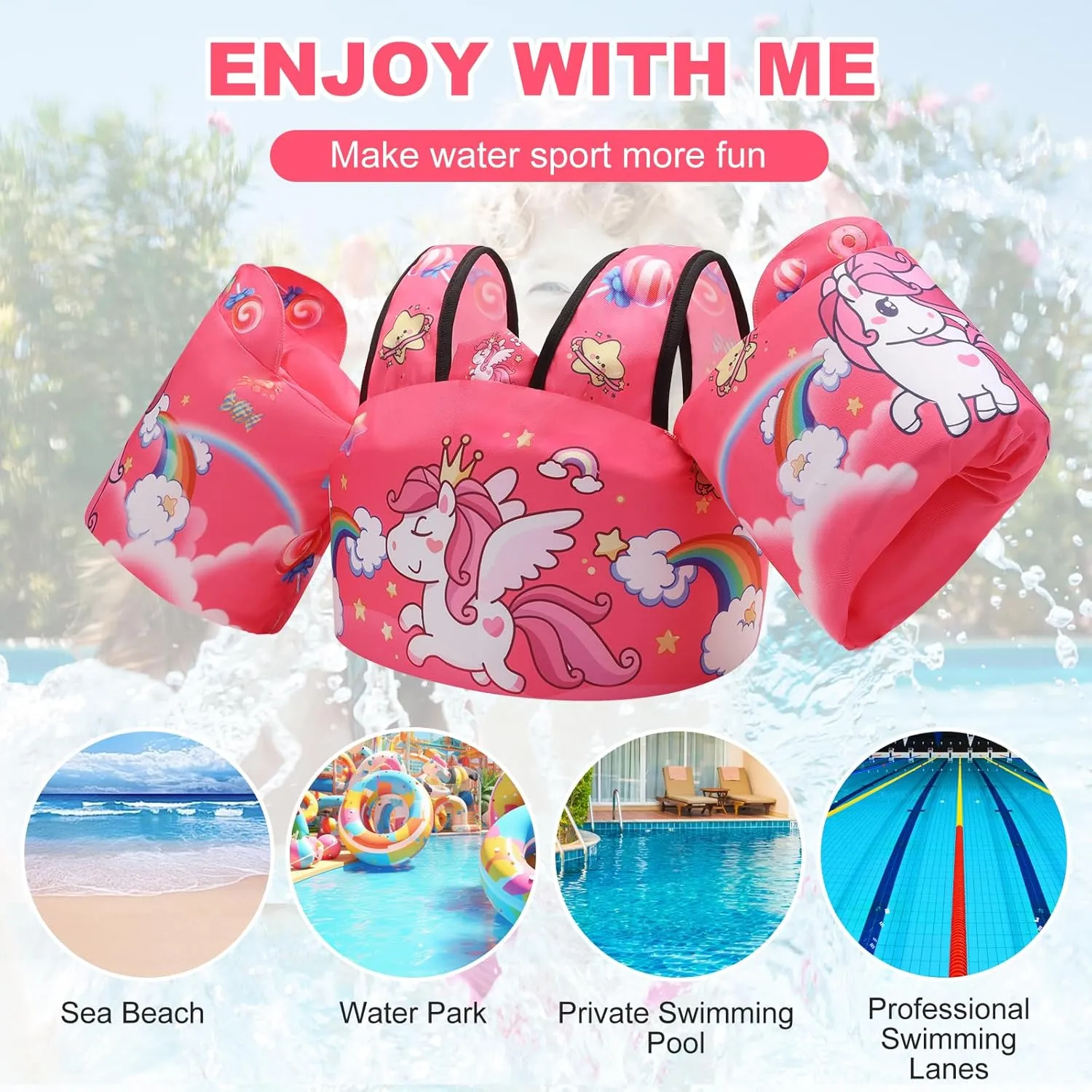 Coast Guard Approved UL Toddler Floaties Kids Swim Vest for 22-66 Pounds Boys-Girls Water Wings Kids Pool Floaties for 2-6 Years Old Child Swim Learning Trainning