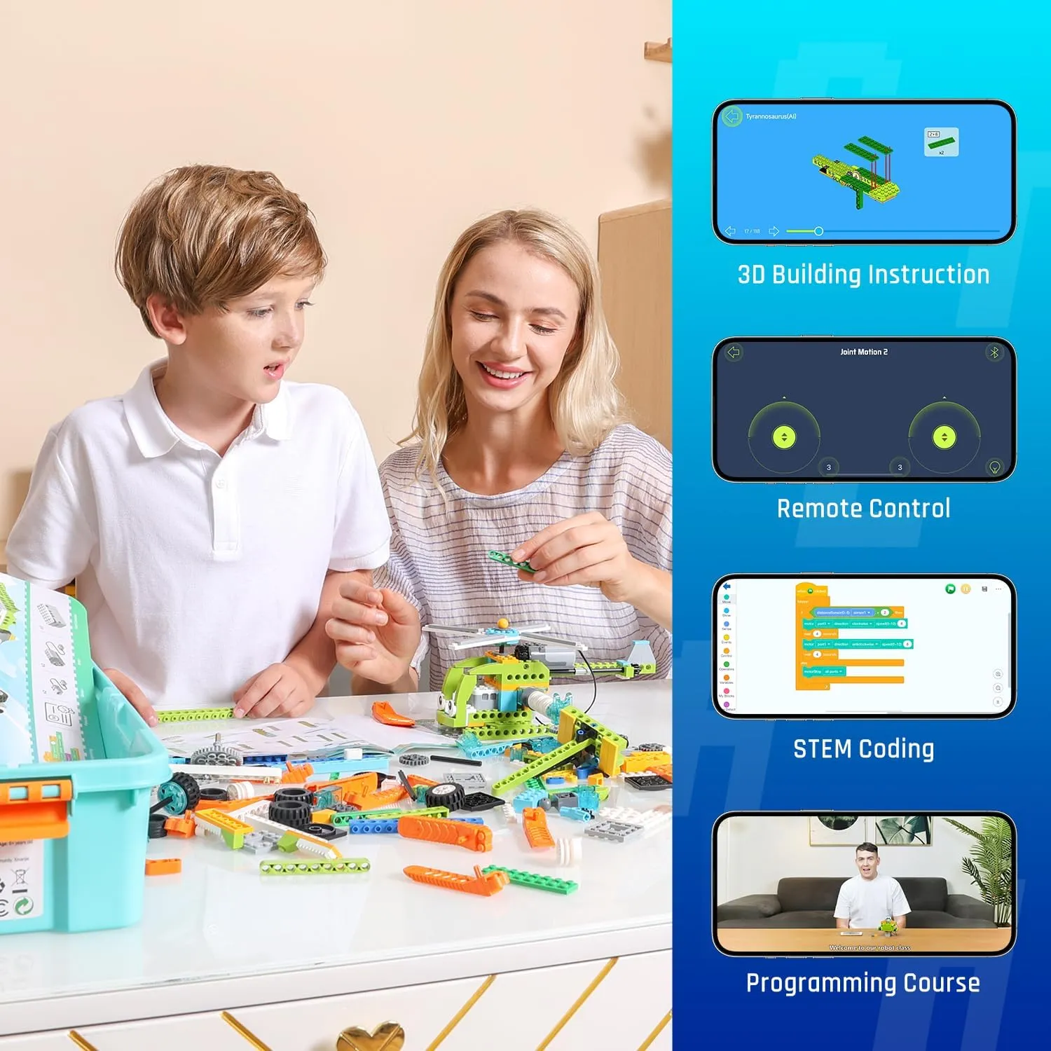 Coding Robot Kit for Kids Ages 6 , 200  in 1 APP Control Dinosaur Robot Toy, Educational Scratch Program Robotic Kit with 47 Video Courses,Birthday Children's Day Gift for Boys Girls(600 Blocks)
